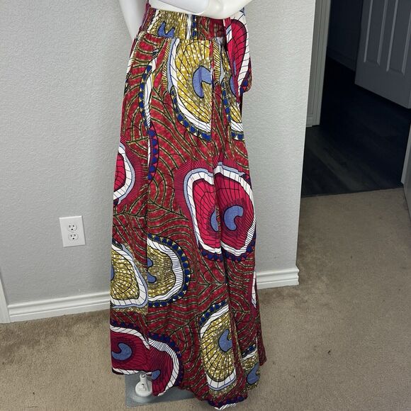 Women's Size L Full Maxi Cotton African Skirt Matching Scarf Deep Pockets - Picture 5 of 7